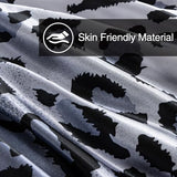 A Nice Night Leopard Printed，Silver Grey Satin Silky Soft Quilt Sexy Luxury Super Soft Microfiber Comforter Quilt Bedding 5PCS Comforter Set, Light Weighted (Silver, Queen(88-by-88-inches)) A Nice Night