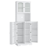 HOSTACK 71'' Pantry Cabinet, Tall Storage Cabinet with Microwave Stand, Freestanding Kitchen Hutch with Doors and Adjustable Shelves, Mordern Food HOSTACK