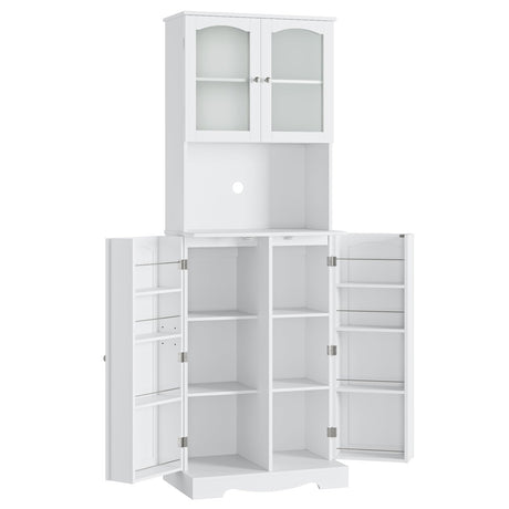 HOSTACK 71'' Pantry Cabinet, Tall Storage Cabinet with Microwave Stand, Freestanding Kitchen Hutch with Doors and Adjustable Shelves, Mordern Food HOSTACK