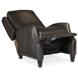 BOWERY HILL Traditional Manual Push Back Recliner in Gray Leather BOWERY HILL