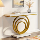 Tribesigns 41-Inch Gold Entryway Table, Modern Console Table Narrow Long, Contemporary Accent Table for Living Room, Hallway, Entrance, Faux Marble Veener Top Tribesigns