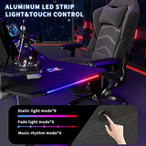 JWX Standing Gaming Desk with Aluminum Alloy Led Lights, 72'' Wing Shaped Large Gaming Studio Music Desk with Slot Design Shelves, for Live Streamer, Social Media Influencer & Music Recording JWX