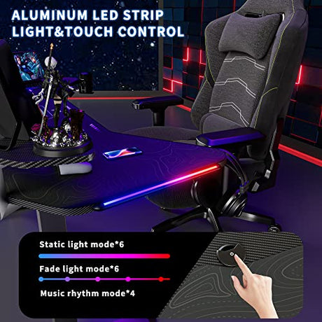JWX Standing Gaming Desk with Aluminum Alloy Led Lights, 72'' Wing Shaped Large Gaming Studio Music Desk with Slot Design Shelves, for Live Streamer, Social Media Influencer & Music Recording JWX