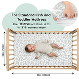 Yoofoss Baby Crib Sheets for Boys Girls, Fitted Crib Sheet 2 Pack for Standard Crib and Toddler Mattress, Super Soft Microfiber Baby Sheet 28x52x8in(Green+Leaf) Yoofoss
