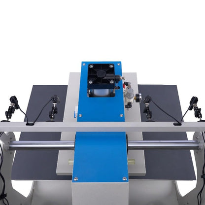 Heat Press Machine 16in x 24in Pneumatic Up Sliding Dual Platen Heat Press Machine with Infrared Positioning Pneumatic Heat Press Machine (White+Blue)