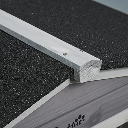 PawHut 62" Rabbit Hutch, Wooden Bunny Hutch, Guinea Pig Cage, Small Animal Enclosure with Wheels, Run Area, Removable Tray, Asphalt Roof, Lockable Doors and Ramp, Gray PawHut