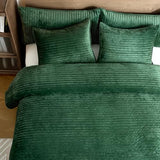 Luxury Velvet Quilt Set Queen Size 3 Pieces，Soft Cozy Oversized Striped Velvet Comforter Set with 2 Pillow Shams，Lightweight Coverlet Bedspread Bedding Set for All Seasons(Forest Green,90"x96") ROMROL