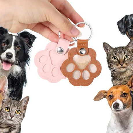Hpmjz 3 Pcs Dog Hair Collector Keychains Paw Print Keychain Pet Memorial Gifts Cute Leather Hair Keepsake Keyring Pet Fur Storage Keychain for Collecting Bag Purse Paw Charm Key Holder Christmas Hpmjz