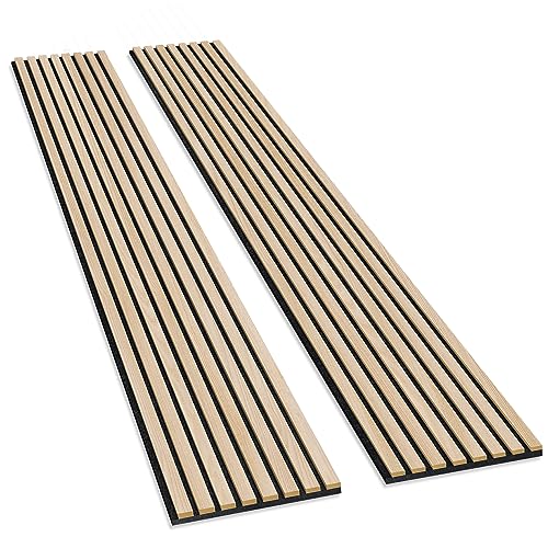 Olanglab Wood Slat Wall Panels, 2-Pack 94.48"x 12.59"x 0.82" Each, Acoustic Wood Wall Panels Sound Absorbing, 3D Wall Panel Wood, Wooden Acoustic - WoodArtSupply