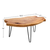 WELLAND Live Edge Cedar Wood Coffee Table Metal Hairpin Legs for Living Room WELLAND