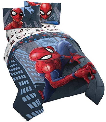 Jay Franco Marvel Spiderman Crawl 5 Piece Full Bed Set - Includes Reversible Comforter & Sheet Set Bedding - Super Soft Fade Resistant Microfiber - (Official Marvel Product) Jay Franco