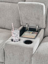 Signature Design by Ashley Barnsana Minimalist Power Reclining Loveseat with Console and USB Charging Ports, Light Gray Signature Design by Ashley