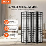 VEVOR Room Divider, 4 Panel Japanese Room Divider, Wood Folding Privacy Screen Indoor, Japanese Partition Dividers Portable Decoration Screens, for Room Separation Home Office Restaurant & Bedroom VEVOR