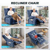 MAHOMICO Recliner Chair Oversized Swivel Rocker with Vibration Massage & Lumbar Heating, 360° Swivel, USB Charging Port, Cup Holders & Side Pocket for Living Room