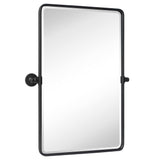 Farmhouse Pivot Rectangle Bathroom Mirror Black Metal Framed Tilting Beveled Vanity Mirrors for Wall 20x30'' TEHOME
