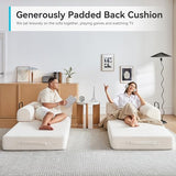QQR Convertible Folding Mattress Couch, 5-in-1 Futon Sofa with Armrests, Sleeper Mattress Sofa Bed Comfy Fold Out Bed for Living Room, Bedroom, Lounge,Guest, Office (Beige White) QQR