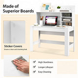 Giantex White Desk with Hutch, Home Office Desk with Bookshelf, Computer Workstation PC Laptop Table with Anti-Toppling Device & Cable Hole, Modern Study Writing Desk for Small Spaces, Bedroom Giantex