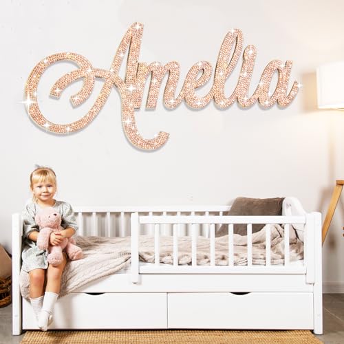 BERTOCO Personalized Custom Wooden Name Sign, Family Name Sign, Nursery Name Sign, Baby Name Signs, Boy Girls Bedroom Name Decor, Wood Letter Wall - WoodArtSupply