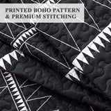 Andency Black Twin Quilt Set, 2 Pieces Boho Lightweight Soft Striped Bedspread for All Season (68"x86"), Printed Bohemian Microfiber Reversible Coverlet Comoforter Sets Andency