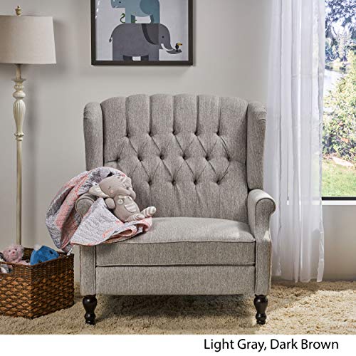 Christopher Knight Home Salome Push Back Recliner, Light Gray, Dark Brown