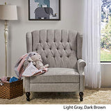 Christopher Knight Home Salome Push Back Recliner, Light Gray, Dark Brown