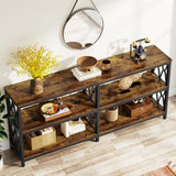 LITTLE TREE Console Table with Storage Shelves, 70.9" Industrial 3-Tier Sofa Table for Living Room, Long Foyer Table Entryway Table for Hallway, Front Door, Entrance, Rustic Brown & Black LITTLE TREE