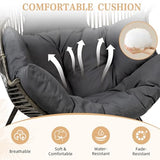 Vongrasig Outdoor Wicker Egg Chair PE Rattan Chair with Cushion, Oversized Patio Lounge Chair for Outdoor, Indoor, Balcony, Backyard, Garden, Black/Rattan Vongrasig