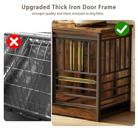 COZPAW 78 Inch Double Dog Crate Furniture, Extra Large Dog Kennel Indoor for 2 Dogs, Heavy Duty Dog Cage with Divider, Wooden Dog House Decorative Table TV Stand for XLarge Dogs (Cognac Brown) COZPAW
