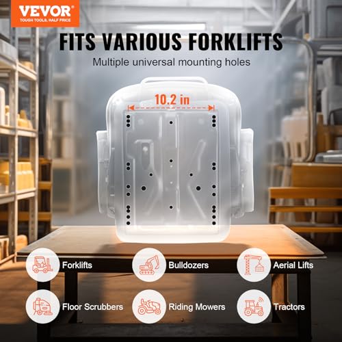 VEVOR Universal Tractor seat Suspension, Fold Down Forklift Seat with Adjustable Angle Back, Micro Switch, Seatbelt and Armrests, 3-level Shock Absorption Tractor Seat for Tractor Loader Excavator VEVOR