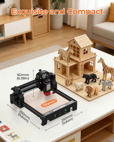 ACMER S1 2500mW Laser Engraver, Portable Cutter & Engraving Machine for Beginners, 130×130mm Working Area, 0.04mm Laser Spot, Safe DIY Construction, Education STEM, Creative Art Projects ACMER