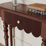 Etelifrank Solid Wood Console Table with Drawer – Dark Walnut Entryway Table with Scalloped Edge and Straight Legs, Narrow Accent Sofa Table for Living Room or Hallway(Dark Walnut) Etelifrank
