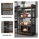 SIREDEEP Rustic Brown 4-Tier Bakers Rack with Power Outlet – Versatile Kitchen Storage and Microwave Stand SIREDEEP