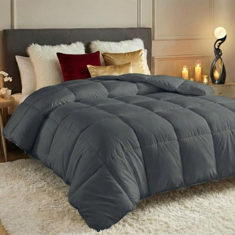 Utopia Bedding Comforters King Size, All Season Duvet Insert, Down Alternative Box Stitched Bed Comforter with Corner Tabs, Machine Washable (Grey) Utopia Bedding