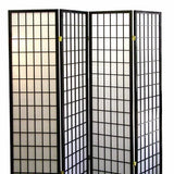 70" Tall Japanese Style Room Divider, 4-Panel Wood Folding Screen for Privacy and Space Definition, Black Generic