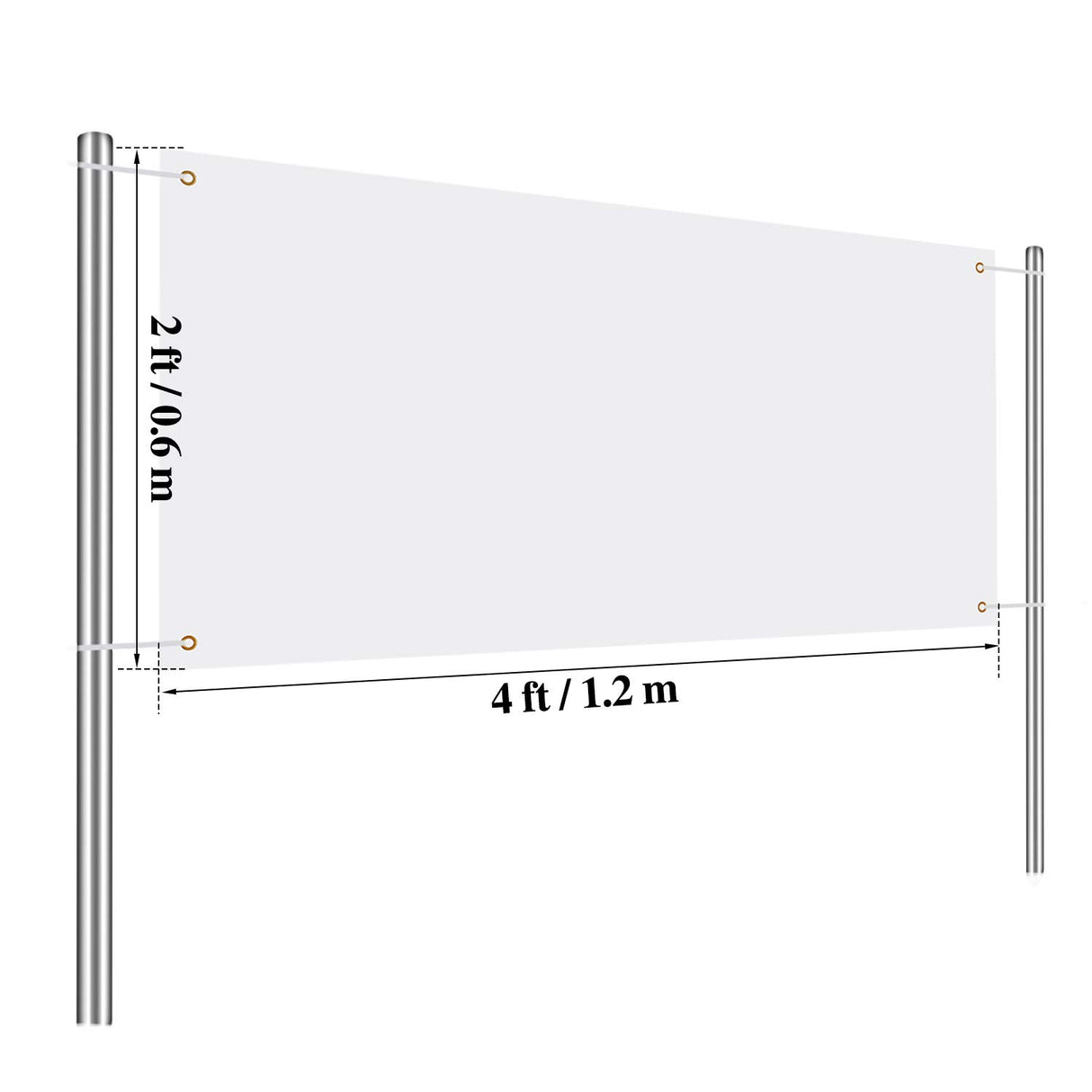 2 Pieces Large Banners Signs Polyester Oxford Cloth Sublimation Banner with Rope for Indoor Wall Outdoor Easy Hang Sign DIY Banner Sign for Business Office Supply (White,2 x 4 Feet) Zonon