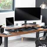 VIVO 42 inch Desk Converter, K Series, Height Adjustable Sit to Stand Riser, Dual Monitor and Laptop Workstation with Wide Keyboard Tray, Rustic Vintage Brown Top, Black Frame, DESK-V042KN VIVO
