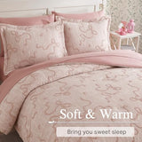 Geniospin Pink Queen Comforter Set for Girls- 7 Pieces Bowknot Jacquard Bed in A Bag Queen Bedding Sets with Sheets, Pillowcases & Shams, All Season Kids Comforter Set Geniospin
