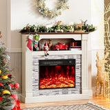 TRONLEE 40" H Electric Fireplace with Mantel, LED Flame Effect,4800 BTU Heating Small to Medium Spaces 60-99°F,Overheat Protection,Remote Control,Freestanding (Off White) TRONLEE