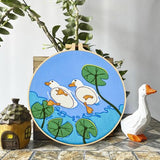 Duck Hand Embroidery Kits for Beginners Adults, Animal DIY Embroidery Starter Kit, Stamped Cross Stitch Kits for Beginner Craft Kits for Adult Women, Entire Set of Embroidery Supplies & Video Tutorial