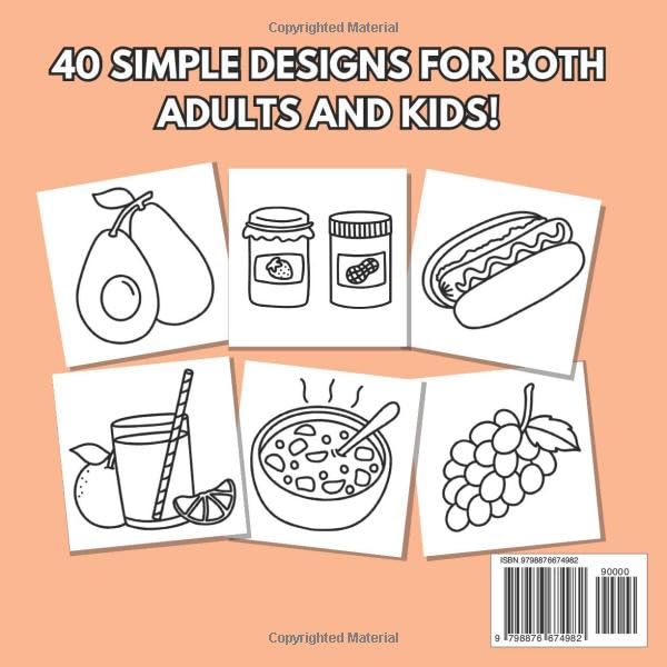 Food & Snacks Coloring Book: Bold & Easy Designs for Adults and Kids (Bold & Easy Coloring Books) Lindesa