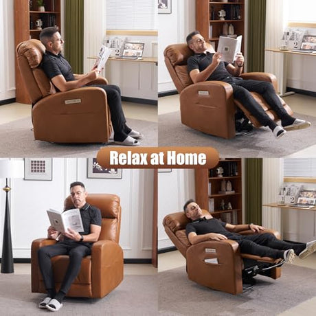 Lynkron Breathable Air Leather Power Swivel Rocker Recliner, 2-Zone Electric Adjustment (Headrest Independent, Back & Footrest Linked), 270° Swivel, 8-Mode Massage & Heat, USB/Type-C, Side Pocket Lynkron