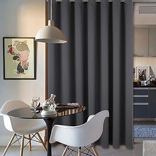 BGment Room Divider Curtain 84 Inch Length - Extra Wide Blackout Curtain for Sliding Glass Door Thermal Insulated Grommet Patio Door Curtain, 1 Panel, Dark Grey, 100 x 84 Inch BGment