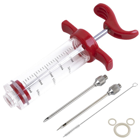 Ofargo Plastic Marinade Injector Syringe with Screw-on Meat Needle for BBQ Grill, 1-oz, Red, Recipe E-Book (Download PDF) Ofargo