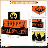 Halloween Black Cat Wooden Table Signs 3 Layered, Happy Halloween Sign Decorations, Spooky Wooden Ornaments Rustic Wooden Blocks Tabletop Decor for Home Tiered Tray Table Shelf Decor CIOEY
