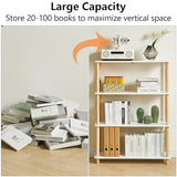 IBUYKE Modern 4-Tier White Wooden Open Bookcase - Versatile Storage & Display Unit for Home and Office IBUYKE