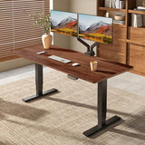 FLEXISPOT E6 MAX Woodix Acacia Solid Wood 72x30 Inch Dual Motor Heavy Duty Standing Desk, 330lbs Capacity, 3-Stage Height Adjustable Desk w/Cable Management & Wheels(Brown Acacia Wood + Black Frame) FLEXISPOT