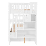 Harper & Bright Designs Twin Over Twin Bunk Bed with Stairs, Solid Wood Bunk Bed Frame with Storage for Kids Teens Adults Bedroom Dorm - White Harper & Bright Designs