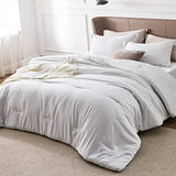 Bedsure California King Comforter Set - Grayish White Soft Bedding for All Seasons, Cationic Dyed Bed Set, 3 Pieces, 1 California King Size Comforter (104"x96") and 2 Pillow Shams (20"x36"+2") Bedsure