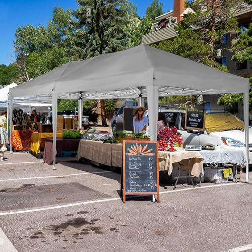 COBIZI 10x20 Pop Up Canopy Tent with 6 Sidewalls Party Tents Waterproof UPF 50+ Commercial Instant Outdoor Events Tent for Parties Markets Backyard, Ropes（10 x 20 ft Gray COBIZI