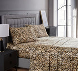 Beatrice Home Fashions 100% Luxury Satin Polyester Sheet Set, Full, Leopard Beatrice Home Fashions